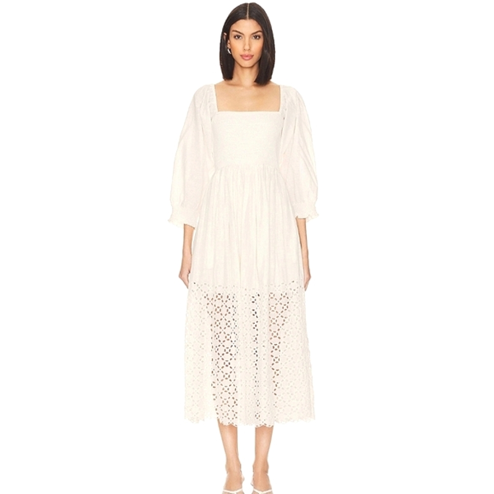 Free People Perfect Storm Midi Dress in Tea – XS | Cotton Eyelet Boho - Picture 2 of 9